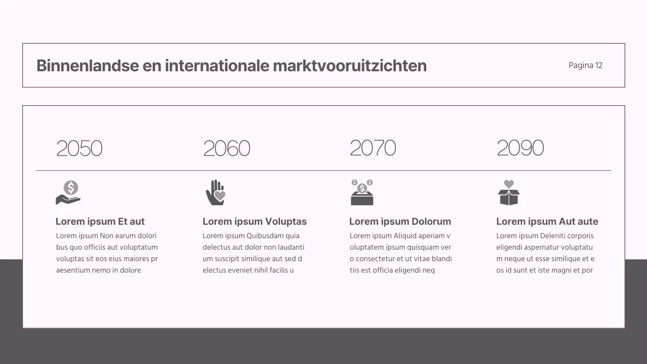Een modern marktstrategierapport in grijs en roze