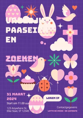 Schattige paarse en roze paasevenementen