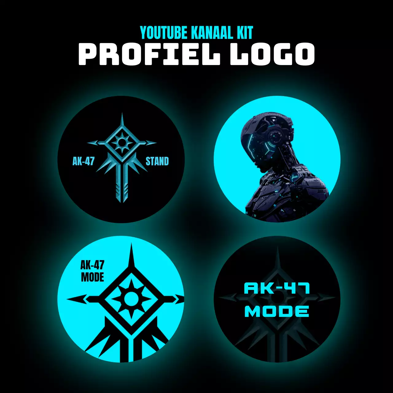 Promoot een cyberpunk gamekanaal in neon en zwart