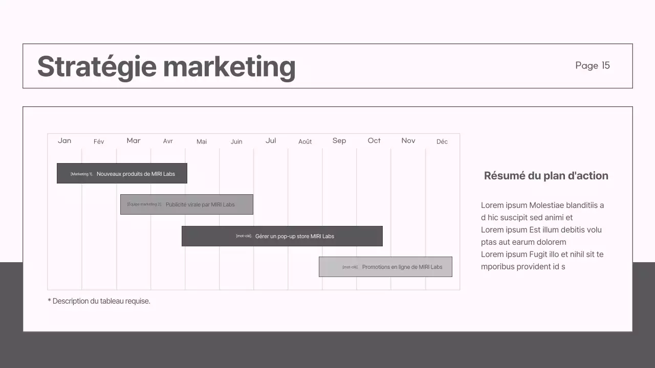 Un rapport de stratégie de marché moderne en gris et rose