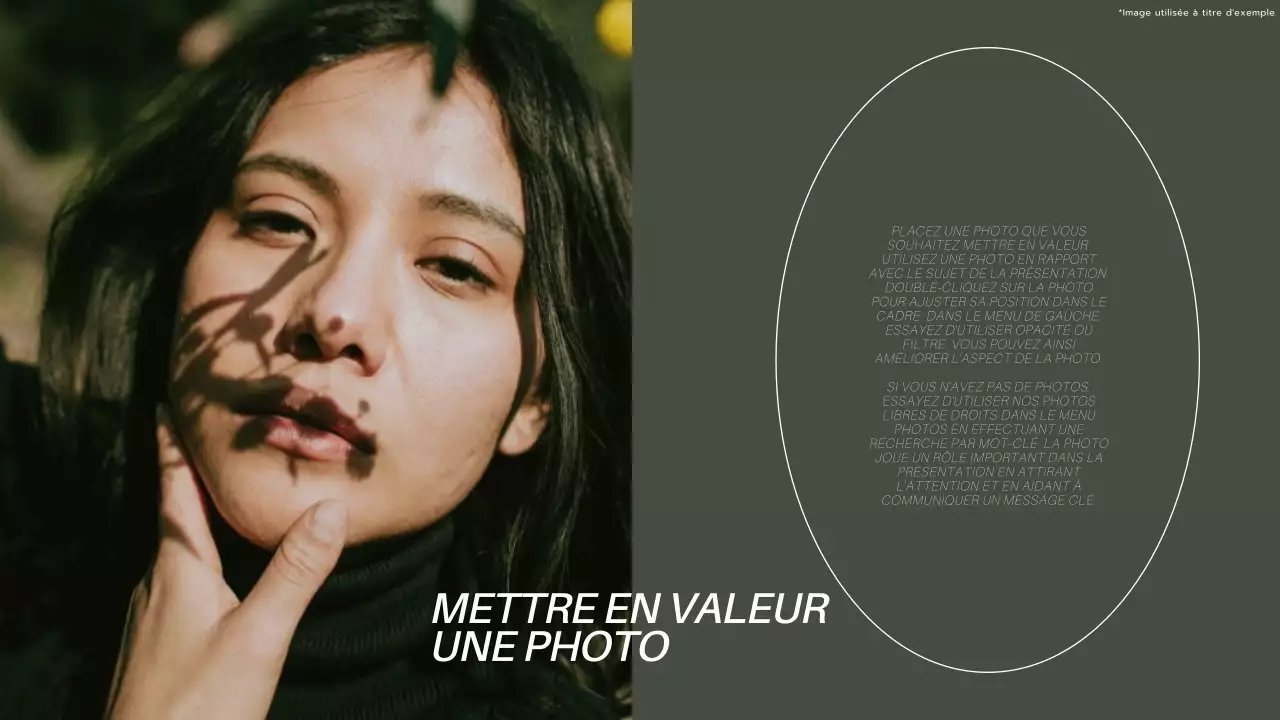 Présentation moderne en kaki et blanc pour un collage de photos Product Pitch