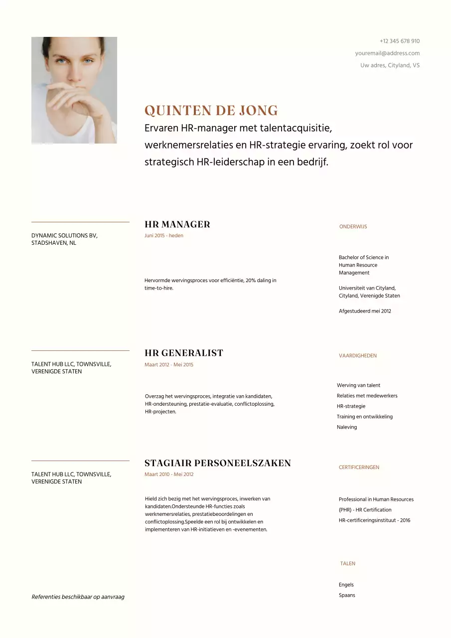 Beige Schoon Minimalistisch CV