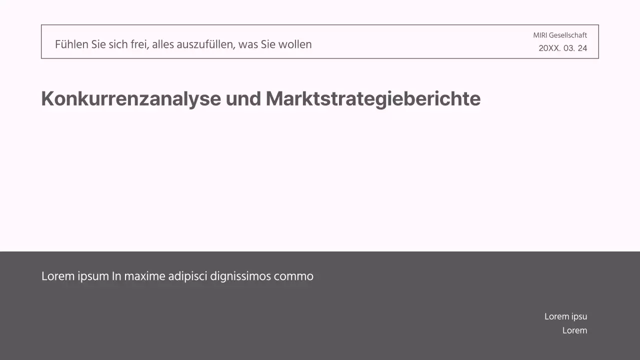 Ein moderner Marktstrategiebericht in Grau und Rosa