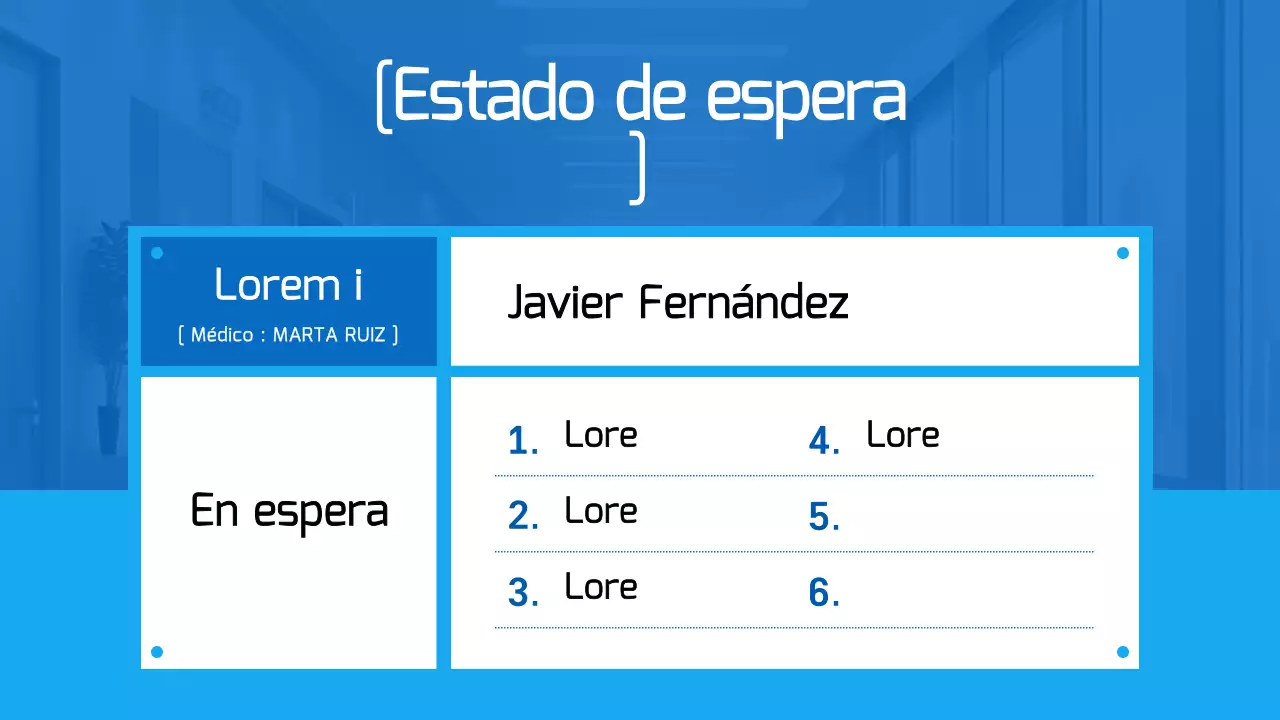 Aviso hospitalario sencillo en azul