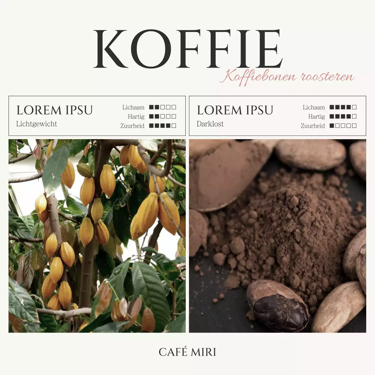 Een stijlvolle zwart met ivoor café aankondiging