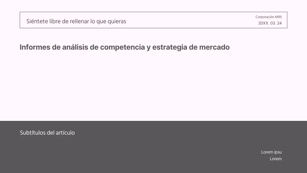 Un moderno informe de estrategia de mercado en gris y rosa
