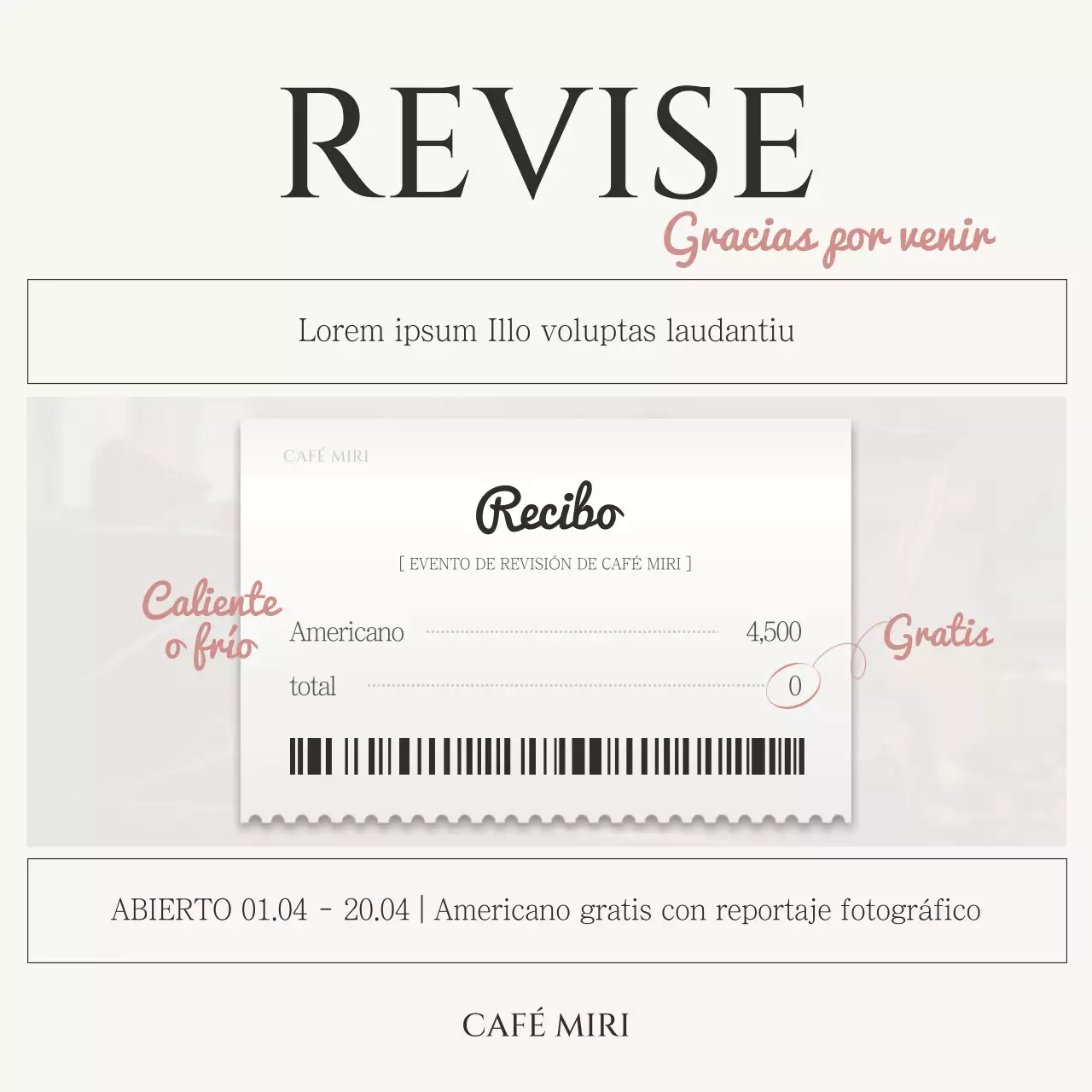 Un elegante anuncio de café en negro y marfil