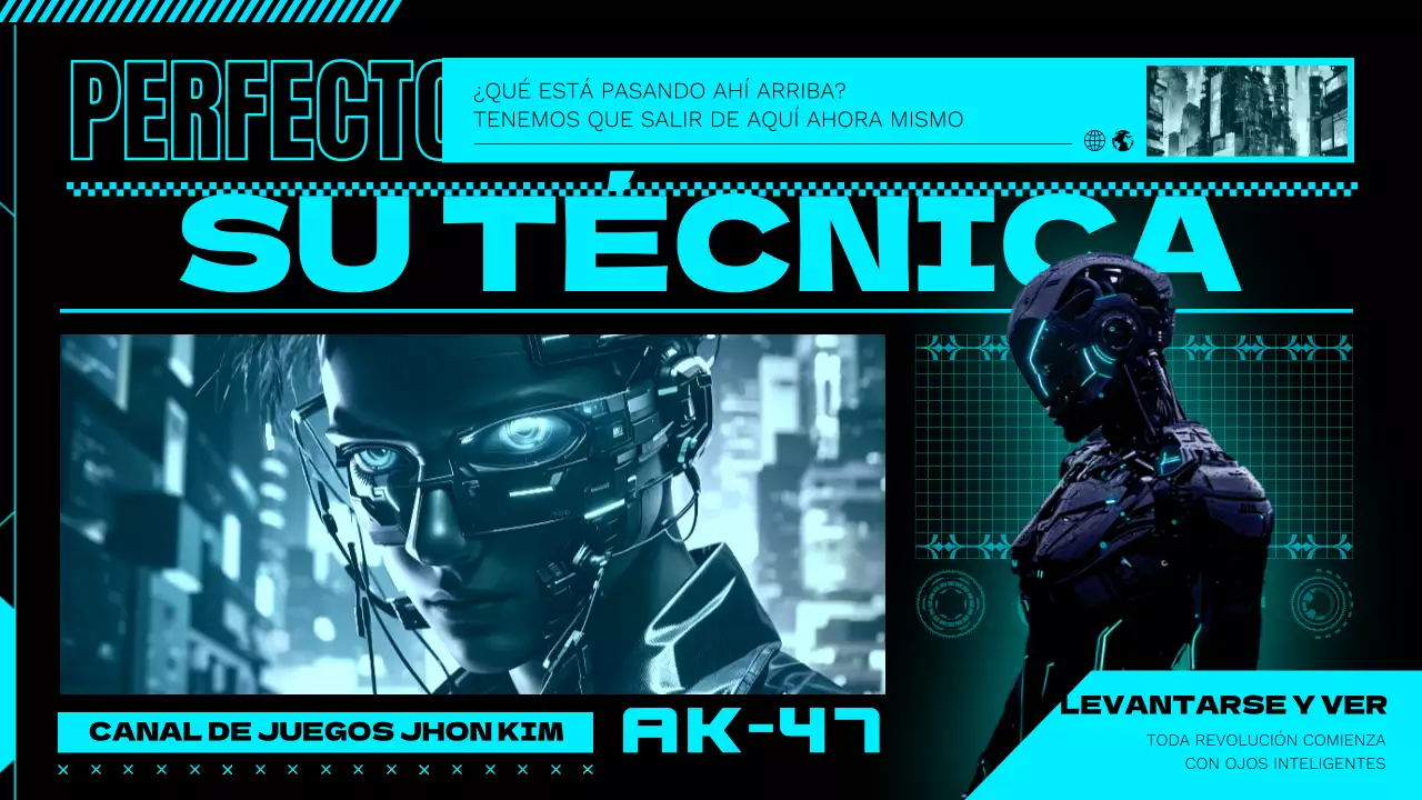 Promover un canal de juegos ciberpunk en neón y negro