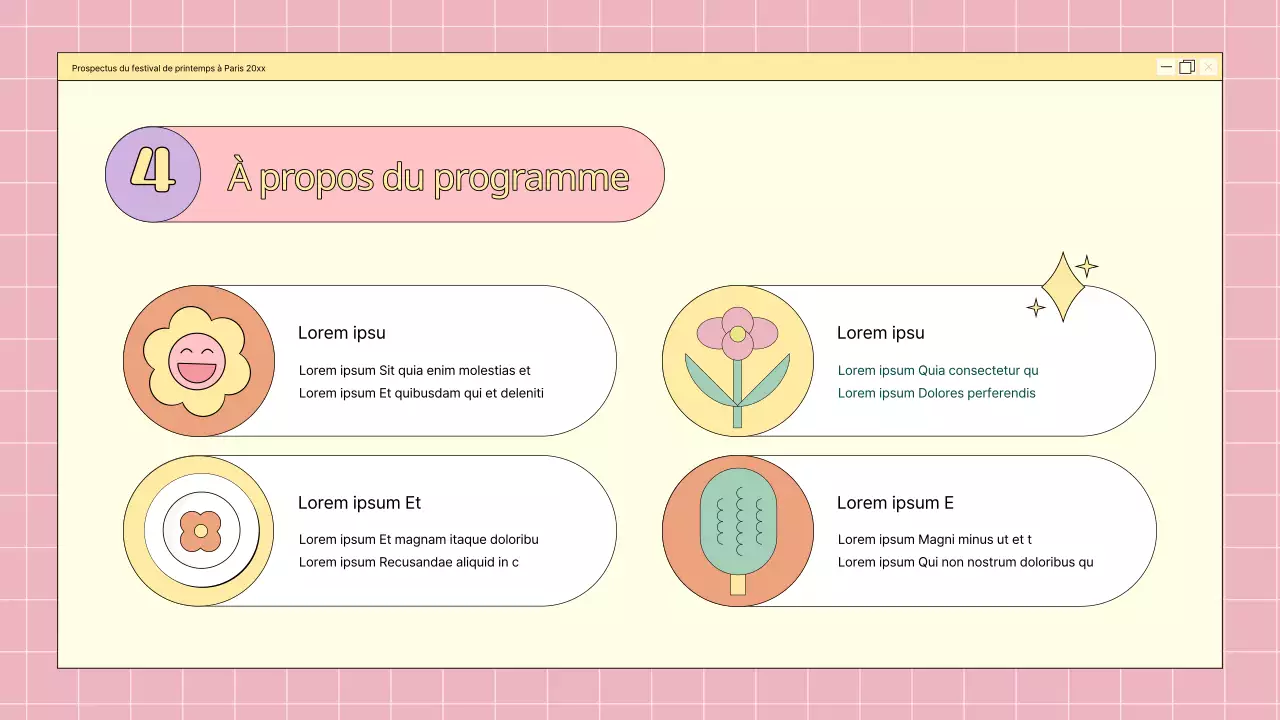 Un agenda kitsch pour les festivals de printemps, avec des fleurs roses et mauves