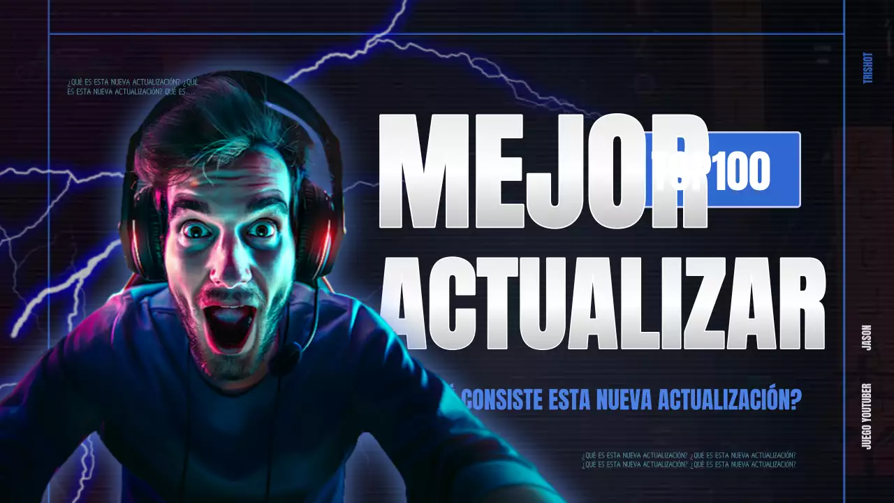 Promueva las actualizaciones de juegos con sensación cibernética en azul marino y negro