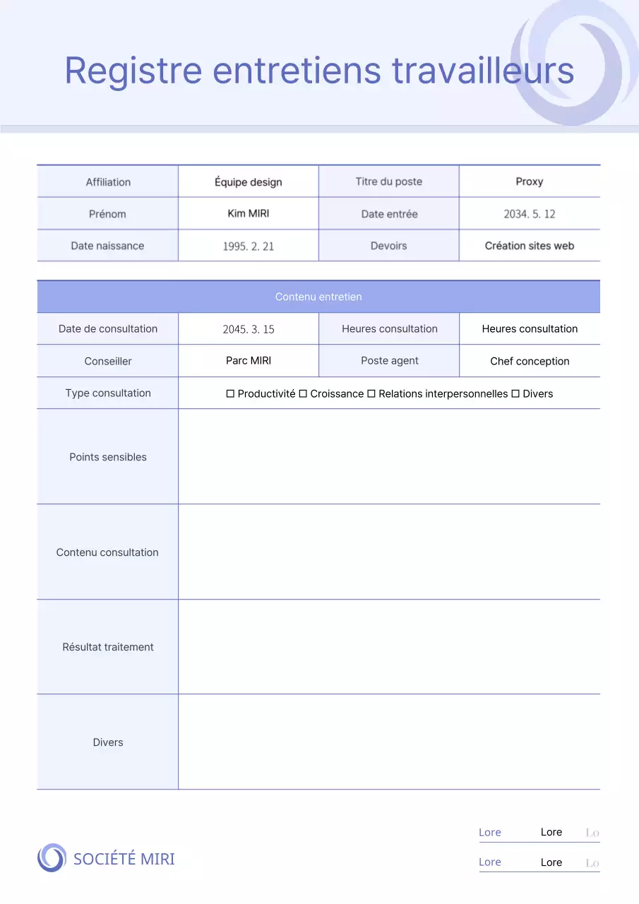 Rapport de journal d'entretien simple, de couleur mauve