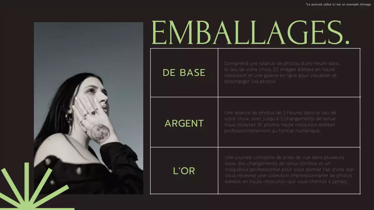 Noir Tilleul et Blanc Moderne Elégant Tendance Géométrique Services de Photographie Présentation de l'entreprise