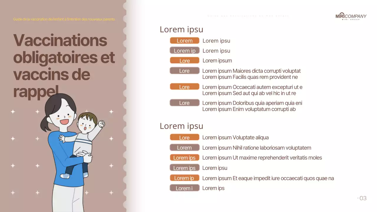 Les vaccinations parentales en brun, façon pop-art