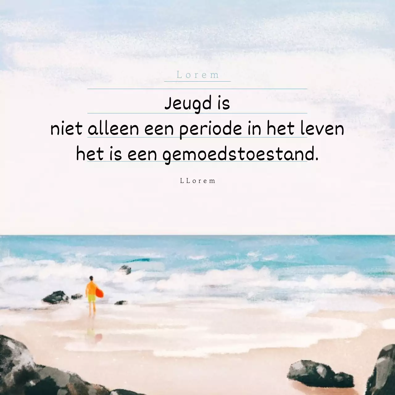 Een eenvoudig sentiment in lichtblauw