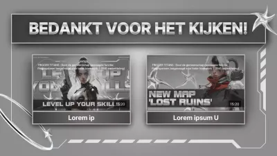 Zilveren en witte sci-fi gaming video outro cover