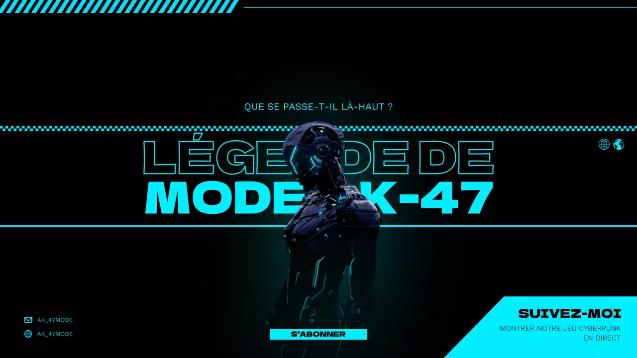 Promouvoir une chaîne de jeux cyberpunk en néon et noir