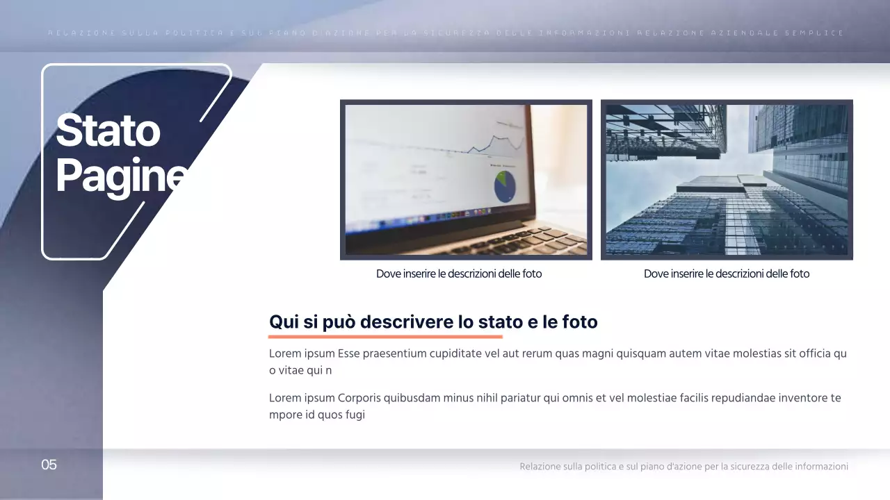 Una semplice relazione aziendale in blu navy