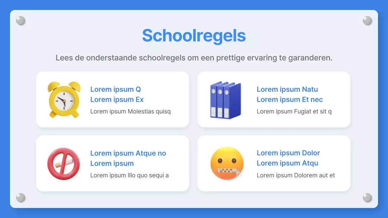 Een eenvoudig blauw-wit schoolbericht