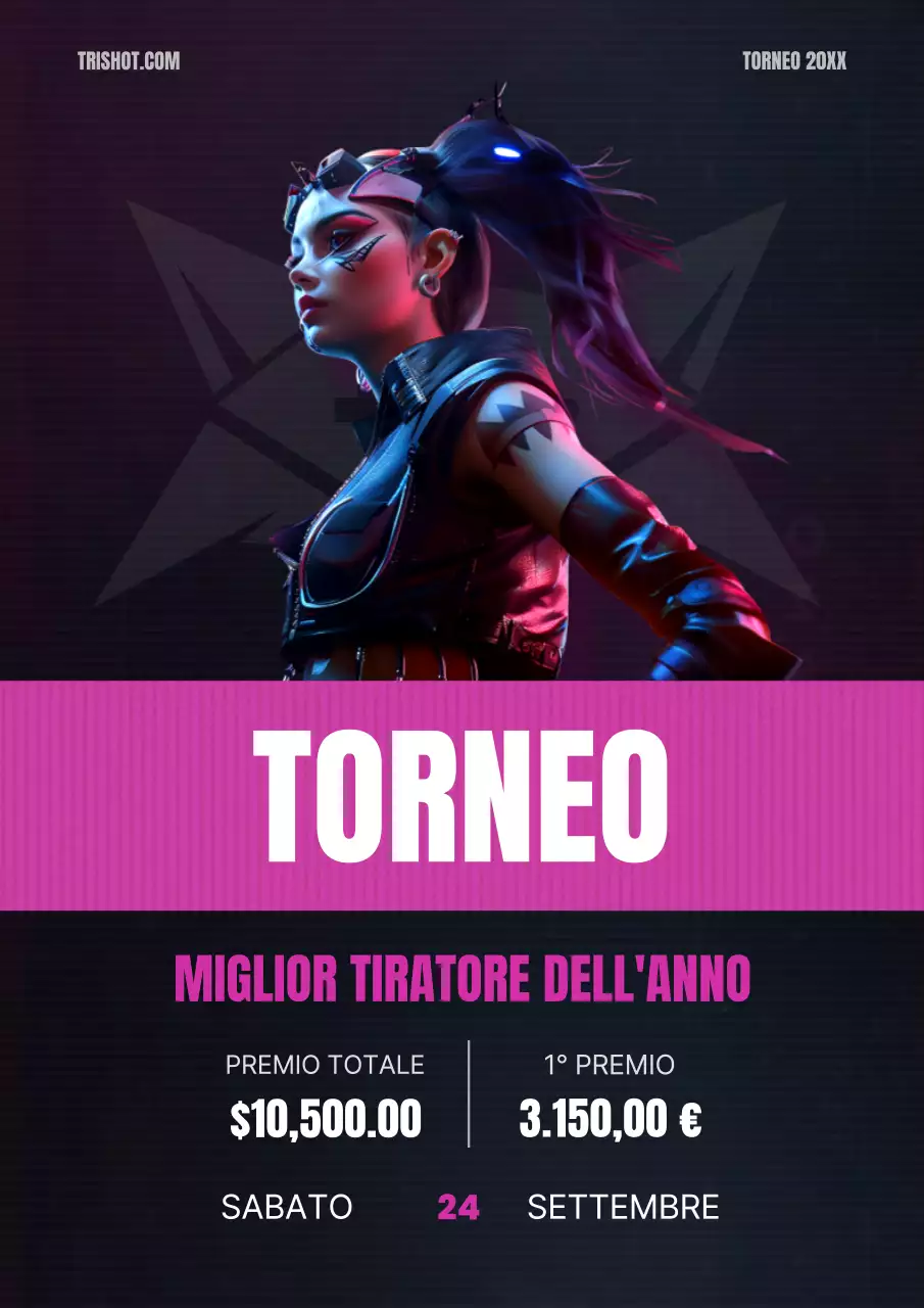 Promuovere un aggiornamento del gioco ispirato al cyberpunk in rosa e blu acceso