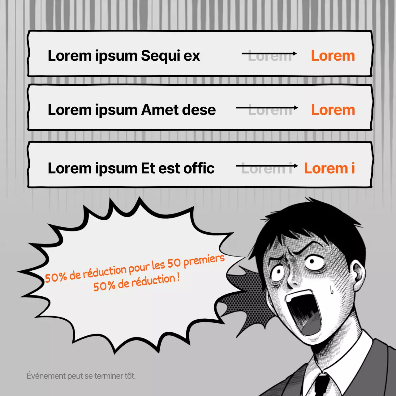 Promotion de la salle de sport orange et grise