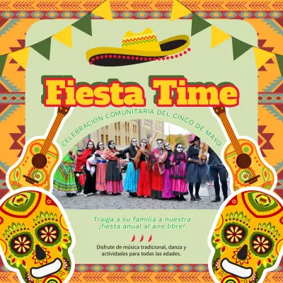 Invitación Cinch de Mayo amarilla y verde pop