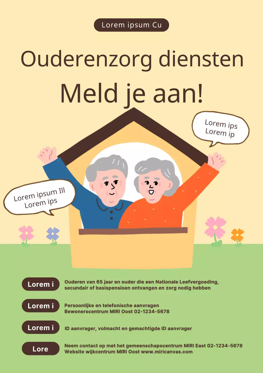 Het gele en chartreuse kleurenschema voor ouderenzorg promoten