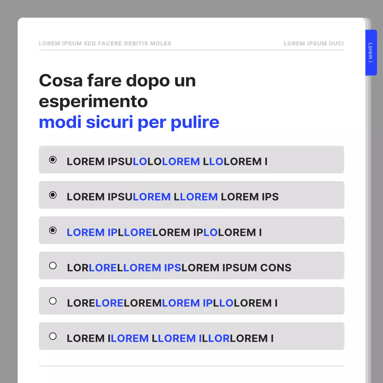 Una semplice guida alla sicurezza in laboratorio in blu navy e bianco