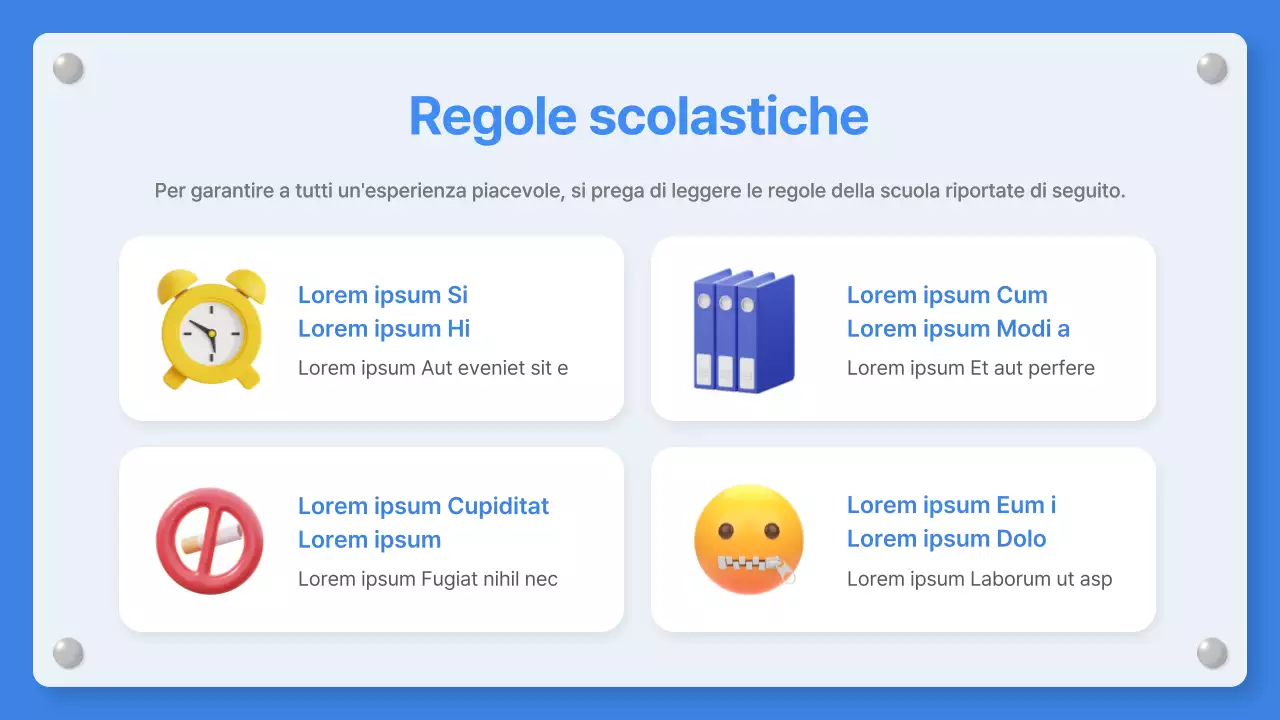 Un semplice avviso scolastico blu e bianco