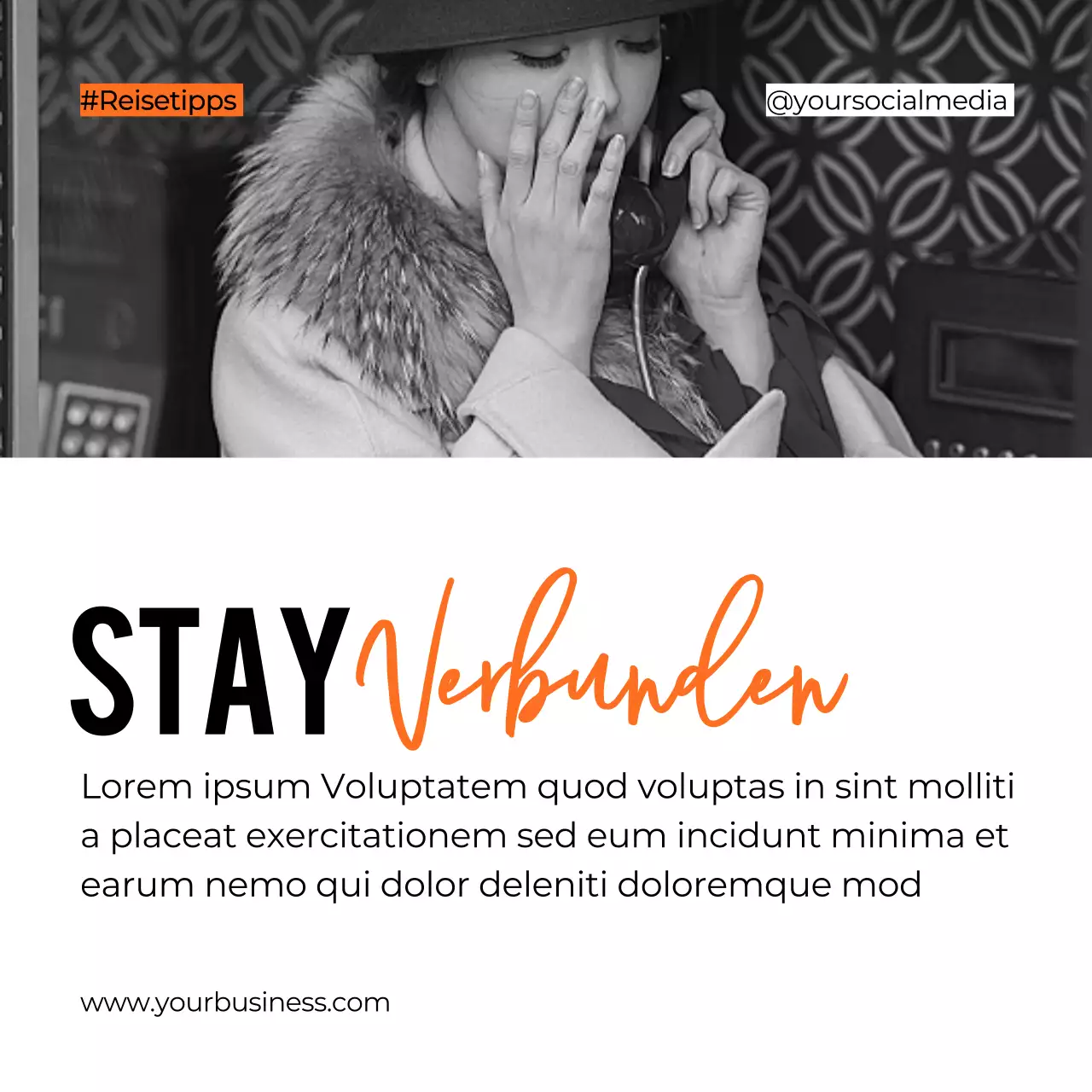 Schwarz Weiß Orange Bold Reiseplanung Tipps Instagram Karussell