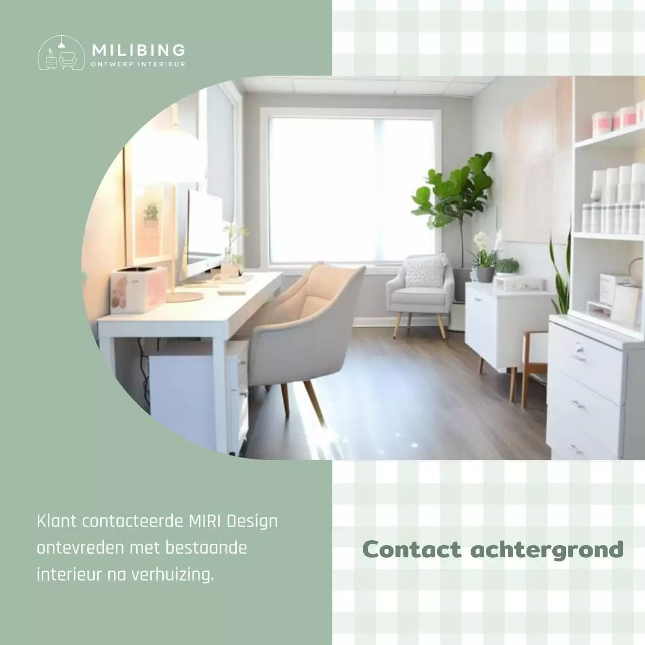 Schattige interieurbouw advertentie met mint achtergrond