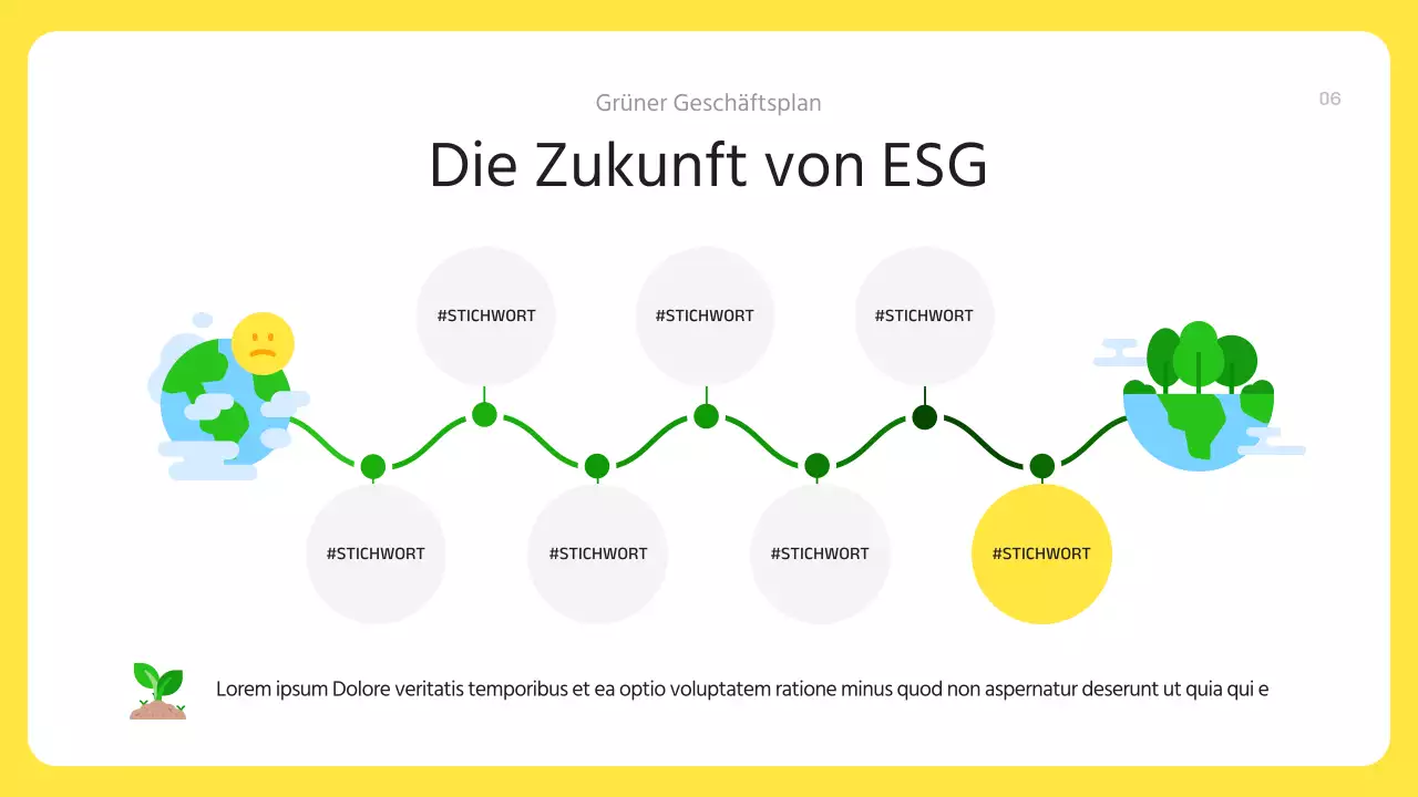 Ein moderner, grüner und gelber ESG-Geschäftsplan