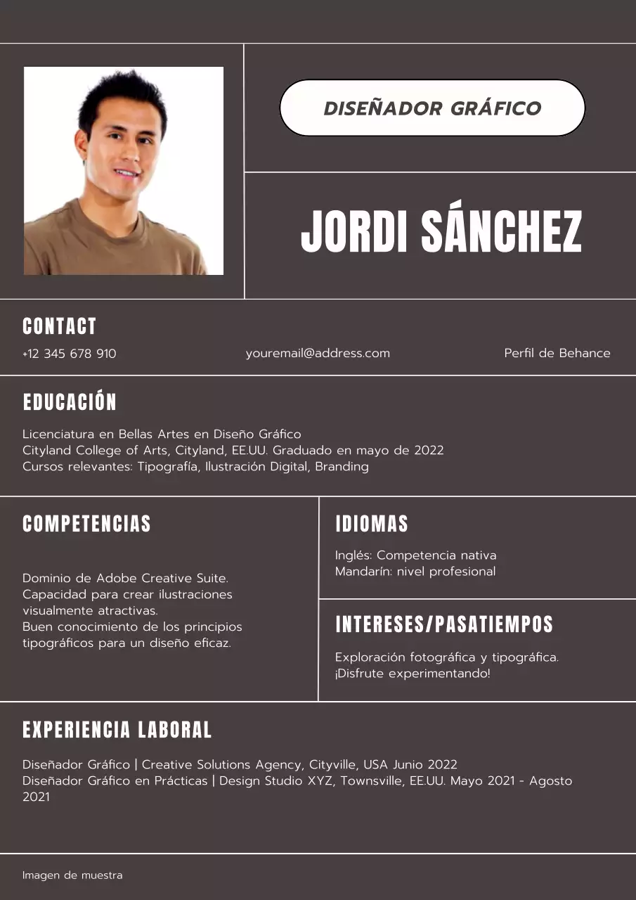 Gris y blanco Minimal Graphic Design Resume Introducción