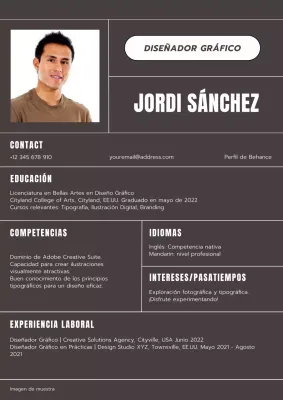 Gris y blanco Minimal Graphic Design Resume Introducción