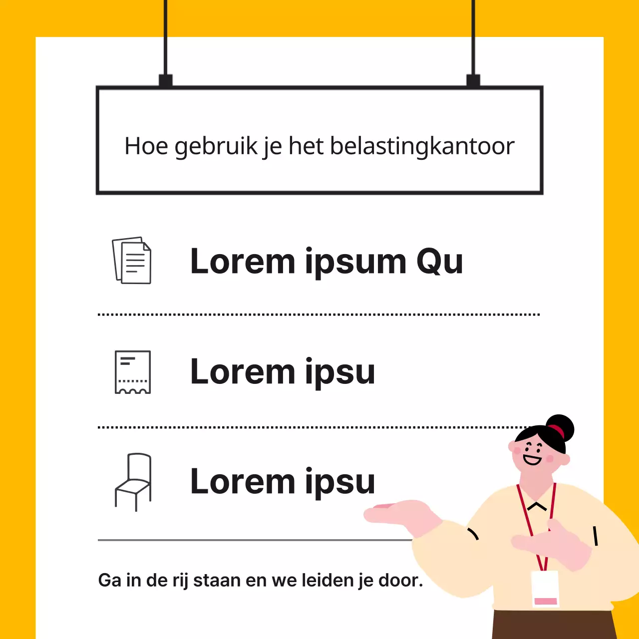 Een eenvoudig geel met zwart bericht van de belastingdienst
