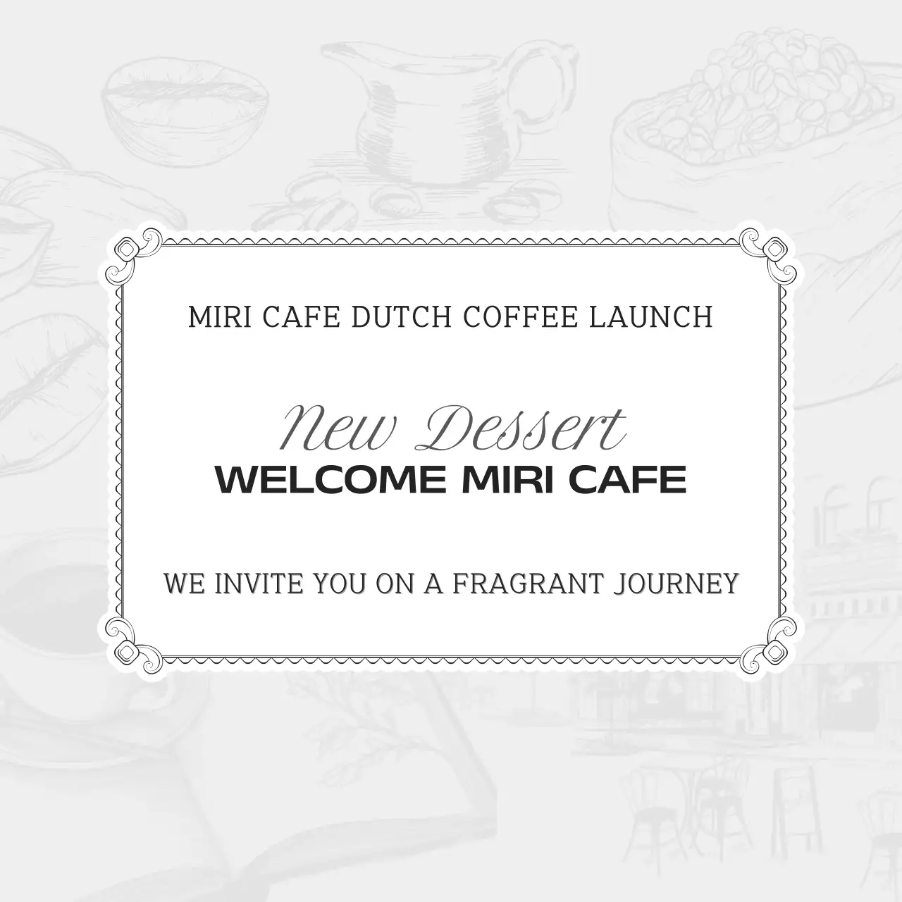 Announcing a new menu for a modern gray and white cafe