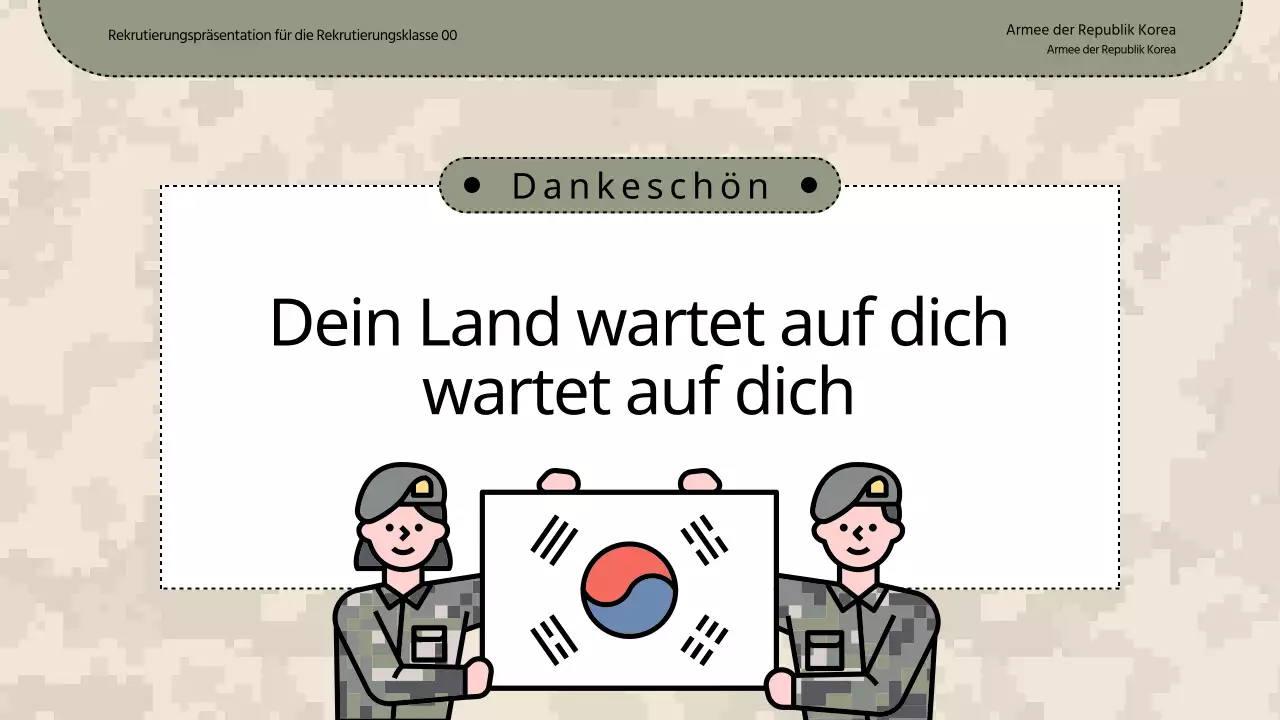 Eine schlichte Briefing-Präsentation in Khaki und Beige für die Einstellung