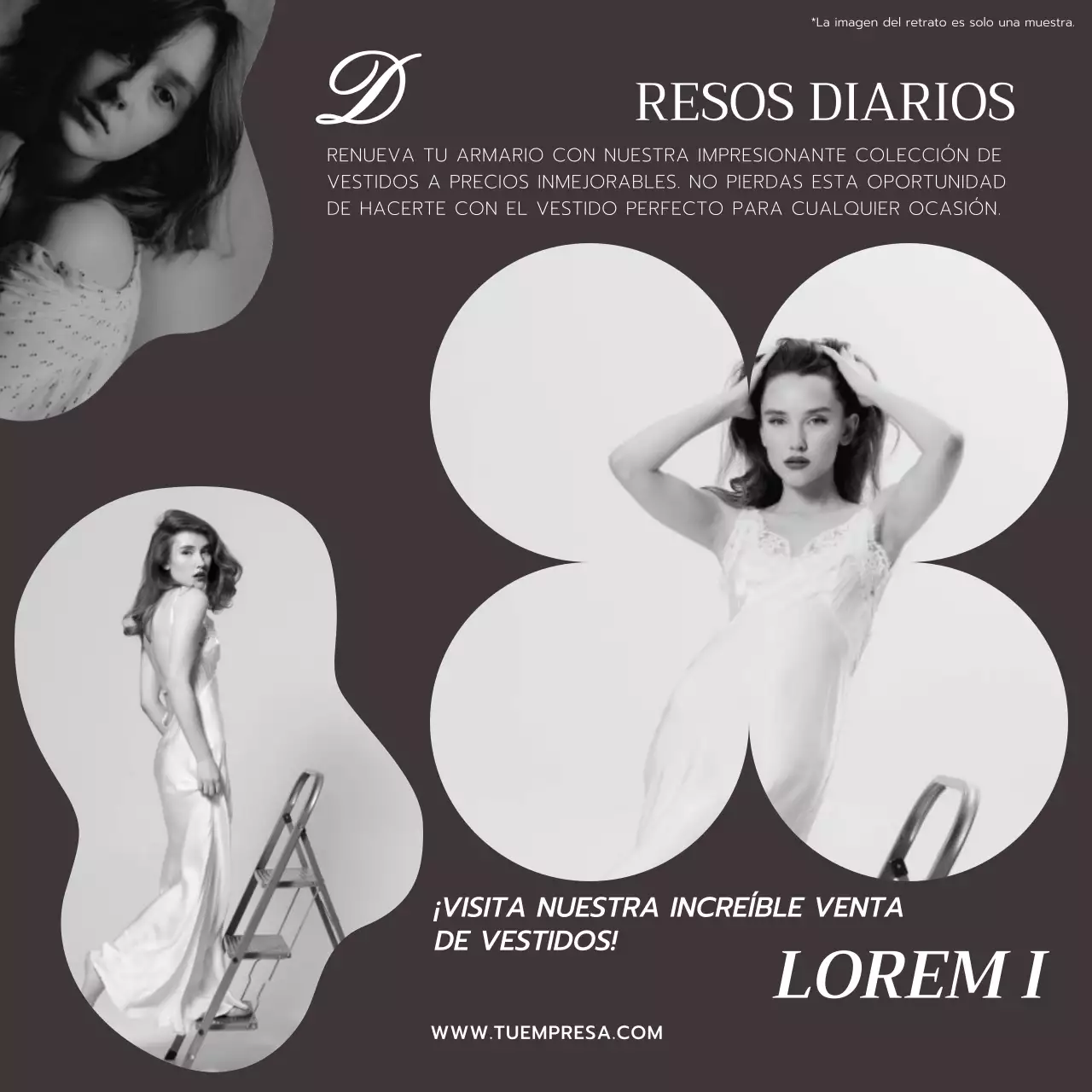 Collage moderno en marrón y blanco Promoción de la tienda de moda