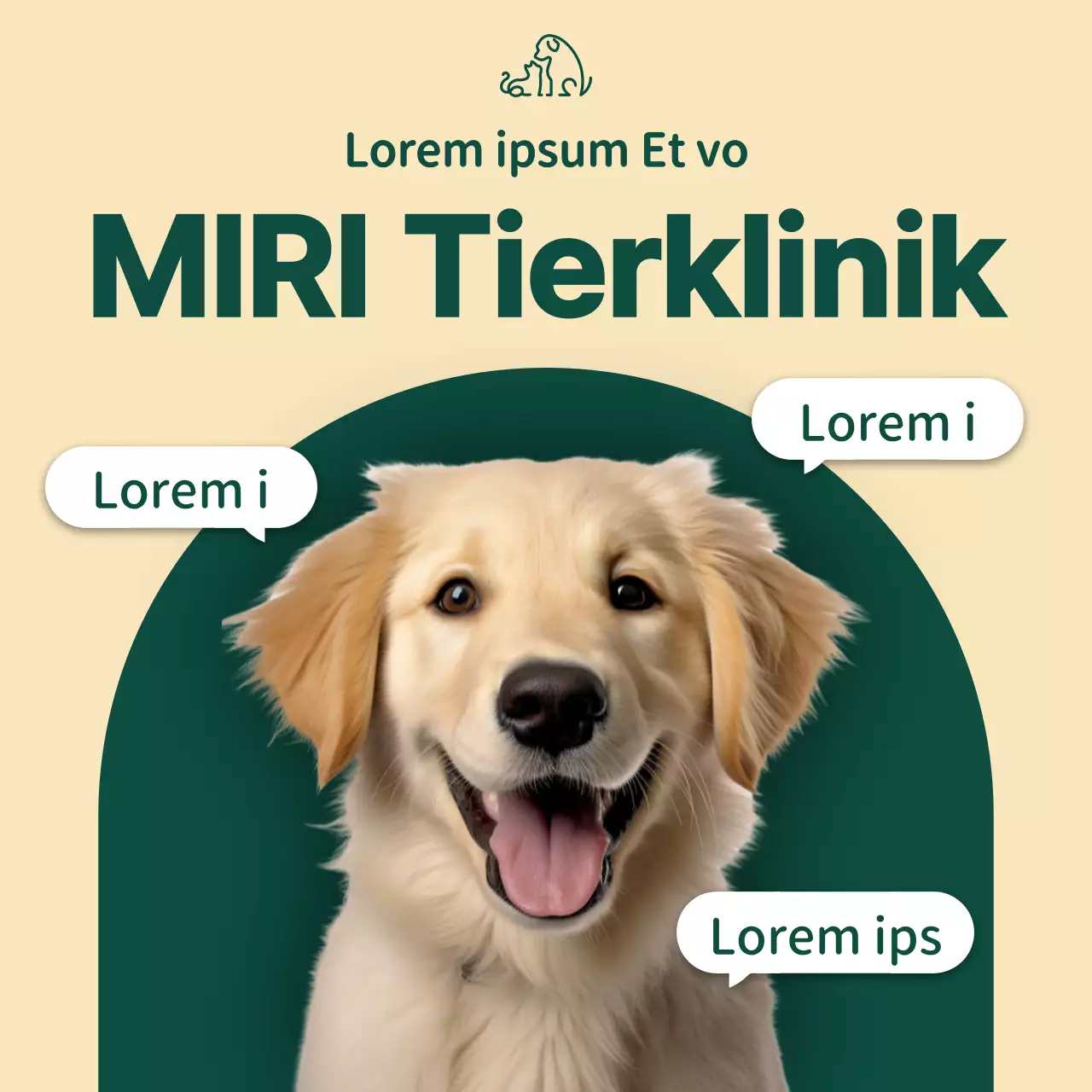 Werbung für eine gemütliche Tierklinik in Beige