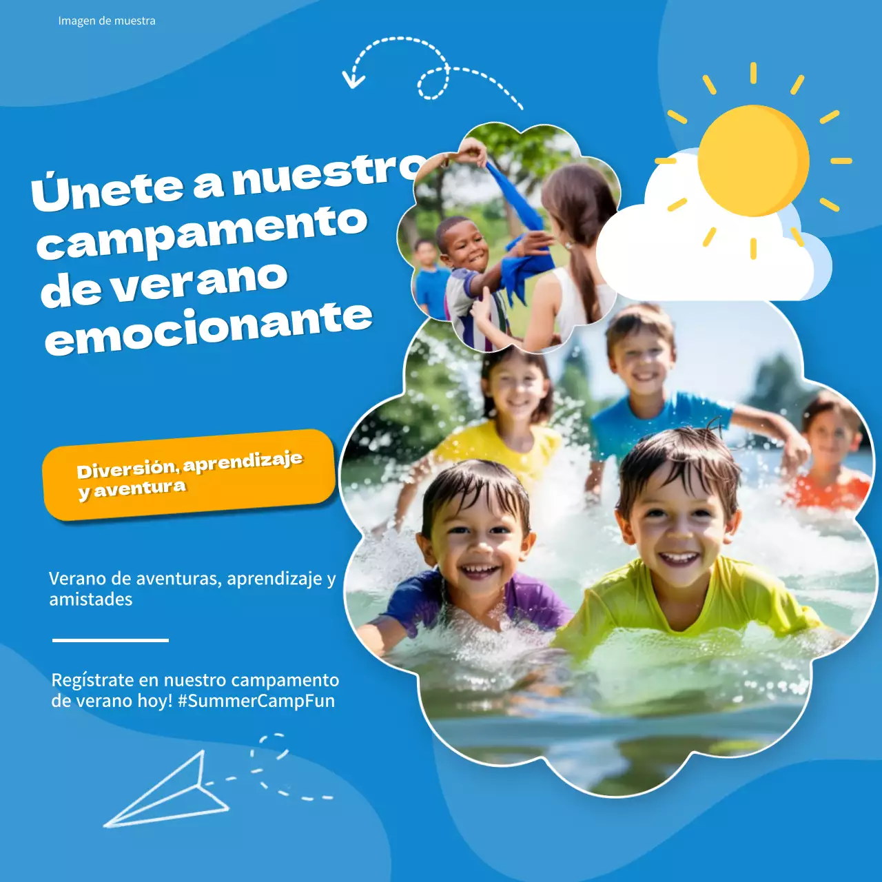 Azul y blanco Encantador campamento de verano para niños Promocional