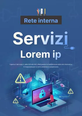 Giallo e blu, cyberpunk, annuncio di manutenzione interna del computer