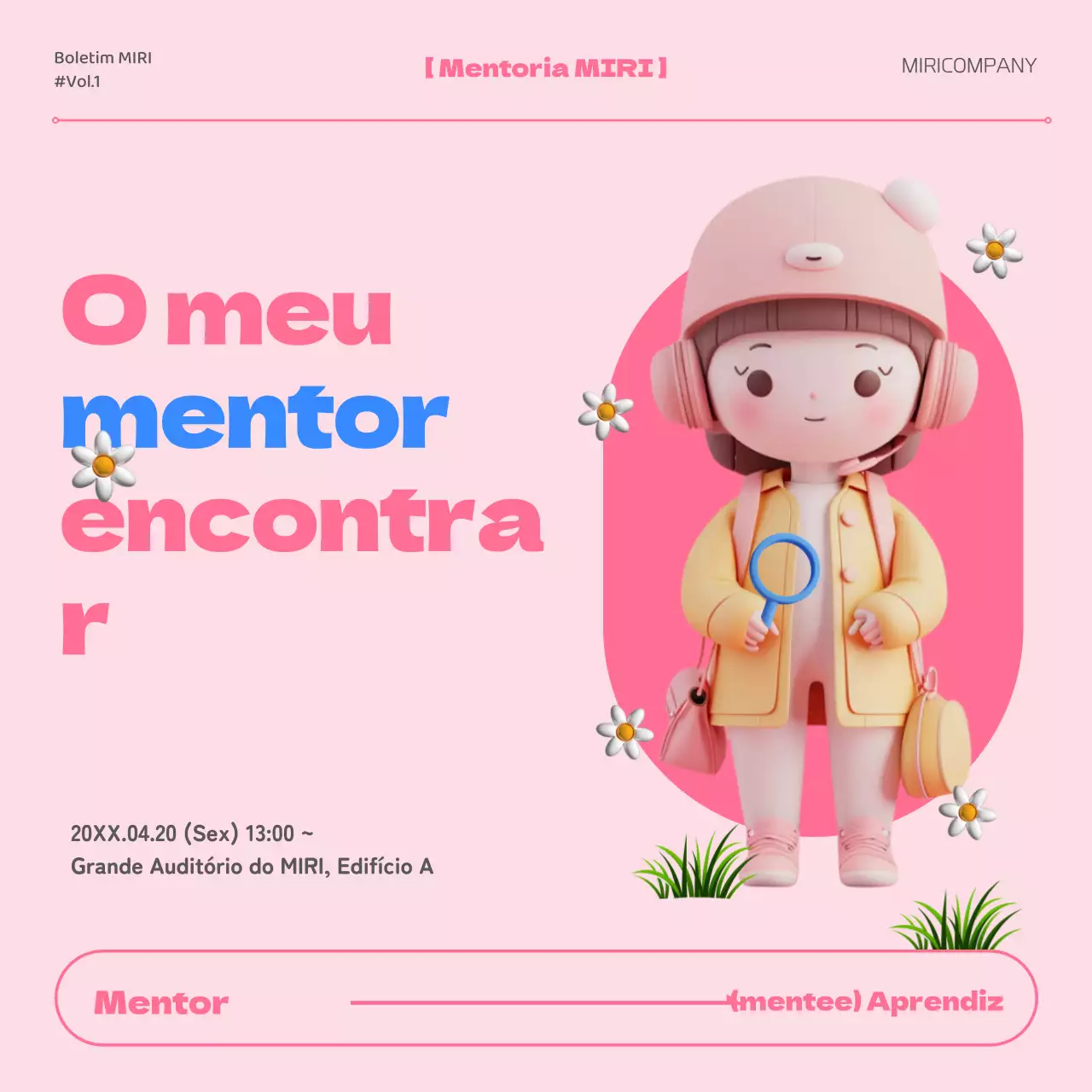 Uma carta de apresentação simples, cor-de-rosa e azul, para um mentor de emprego