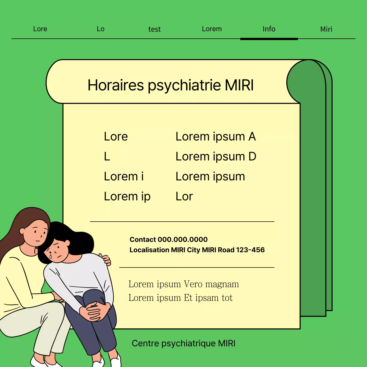 Un simple test d'auto-évaluation de la dépression vert et jaune post