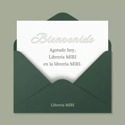 Un sencillo anuncio de librería en blanco y verde