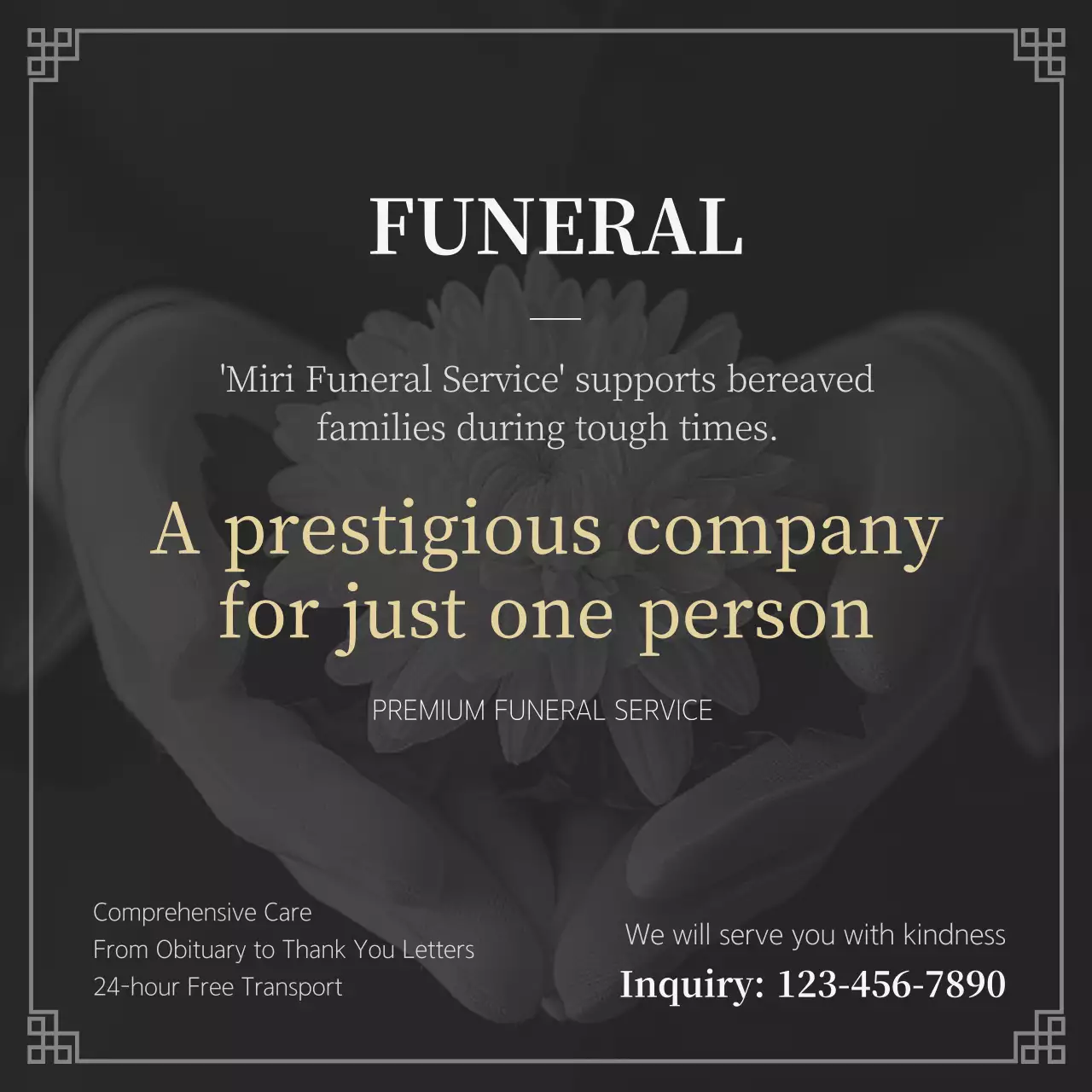 Black Elegant Funeral Promotion Social Media Post