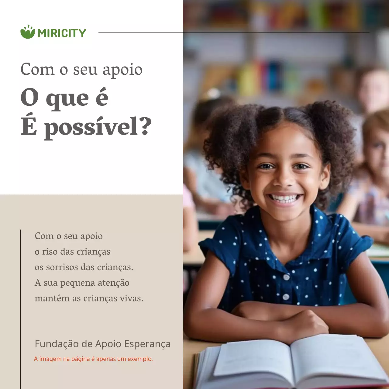 Promover o apadrinhamento de crianças com um minimalismo a castanho e branco