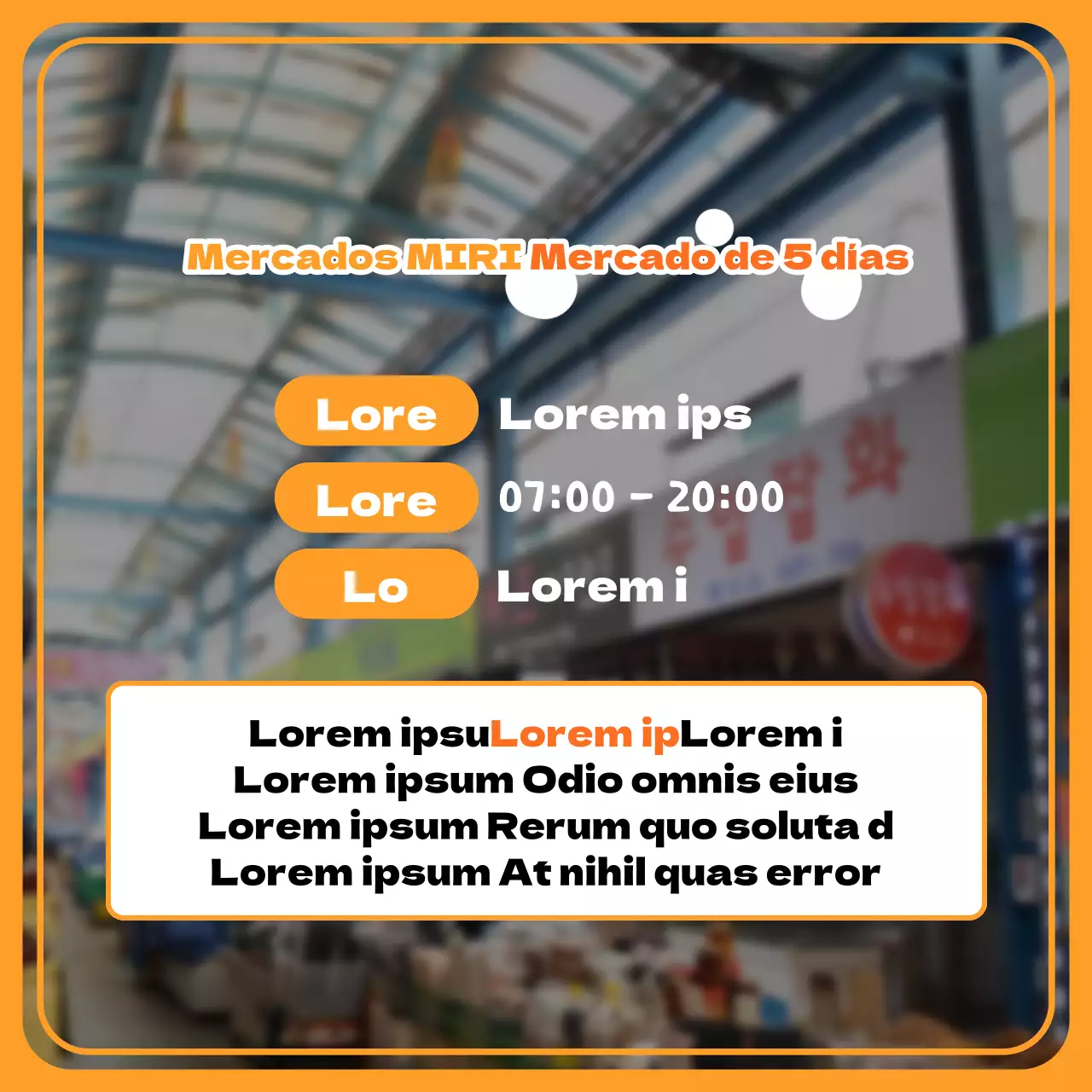 Promover el naranja y amarillo sencillos de los mercados tradicionales