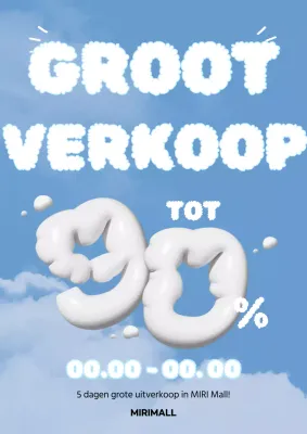Leuke promotieposter voor uitverkoop in lichtblauw en wit