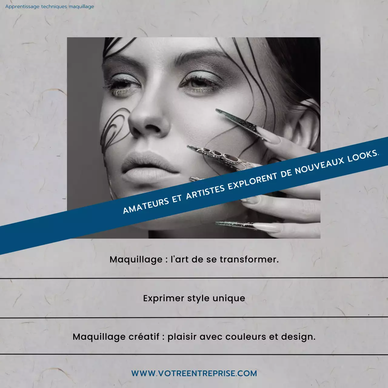 Gris, bleu et blanc Tendance Maquilleur École de beauté Promotion