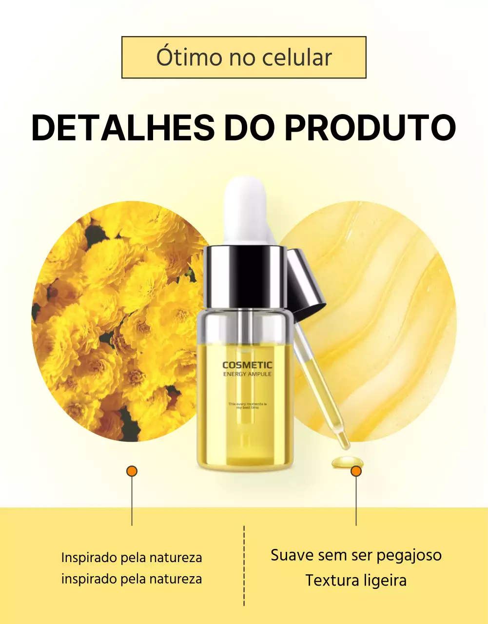 Descrever e pormenorizar produtos de cuidados da pele simples em amarelo e laranja