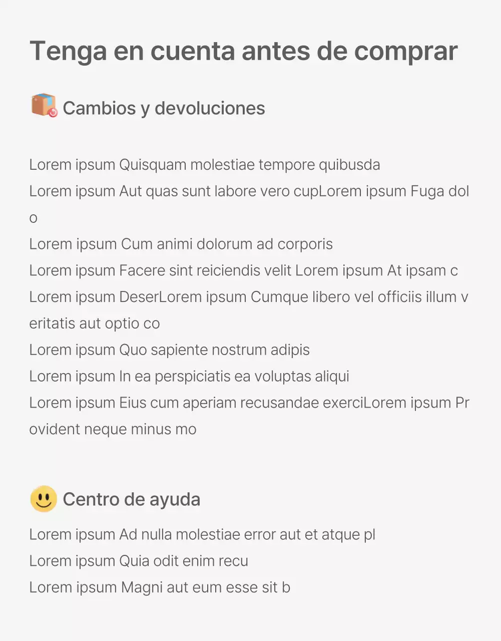 Un centro comercial de moda decorado con un estilo sencillo de emoji blanco y gris, con las instrucciones y precauciones necesarias.